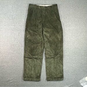VTG TFW Corduroy Pants 34x32 Dark Olive Chunky Pleated Baggy Grunge Skater